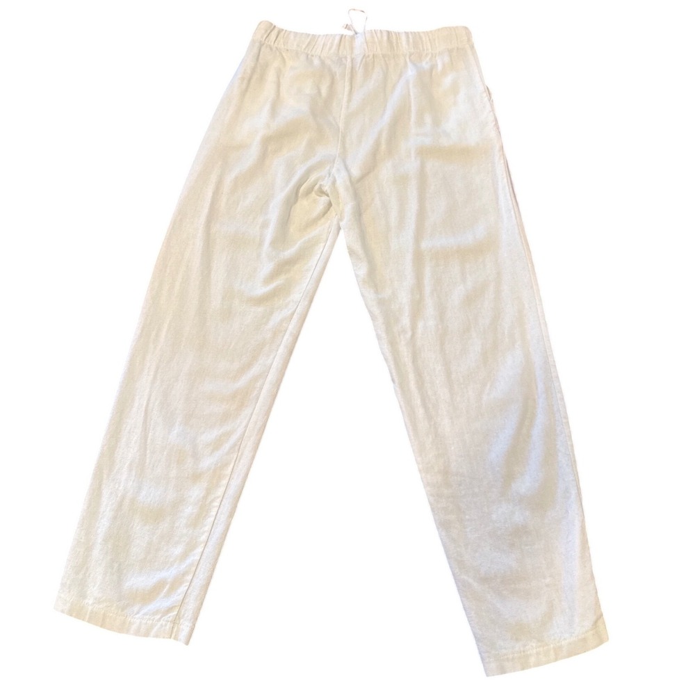 Jules & Leopold White XS Linen Blend Drawstring Crop Pants Casual Pintuck Beach